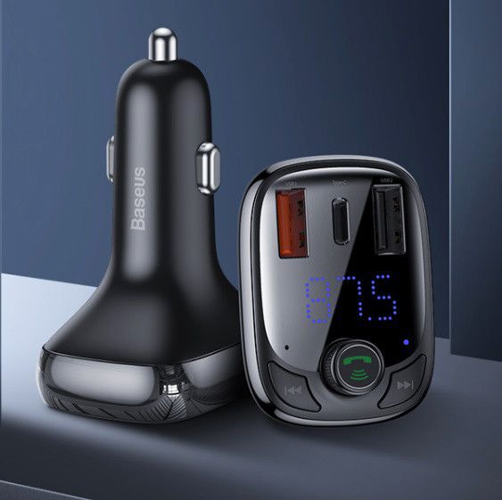 FM трансмиттер Baseus Lokomotive S-13 CCTM-B01 модулятор Bluetooth 2 USB 1 Type-C Черный | Зображення 4