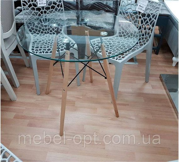 Стіл Етна Glass круглий скляний 80 см, дизайн Eames DSW Table | Зображення 8