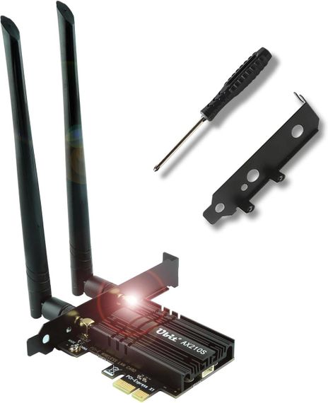 Беспроводная WiFi-карта Ubit AX210 WiFi 6E PCIe до 5400 Мбит/с (6 ГГц/5 ГГц/2,4 ГГц), BT5.3, OFDMA, MU-MIMO, п