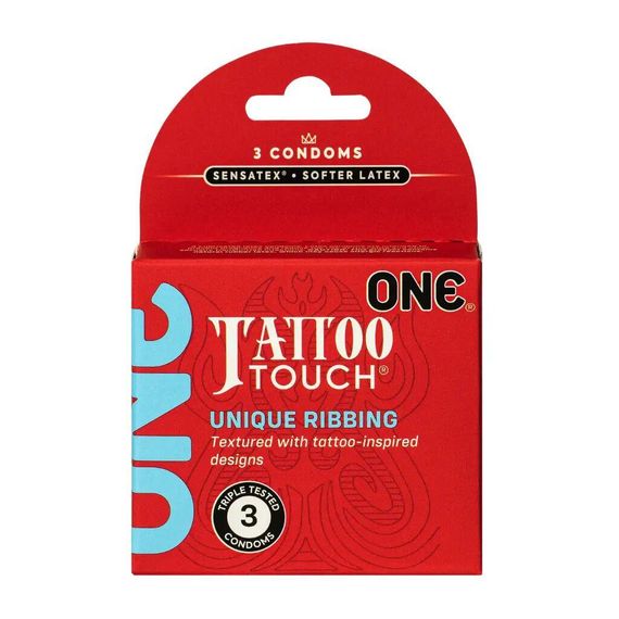 Презервативи ONE Tattoo Touch 3 шт., картонна коробка Sex Aura