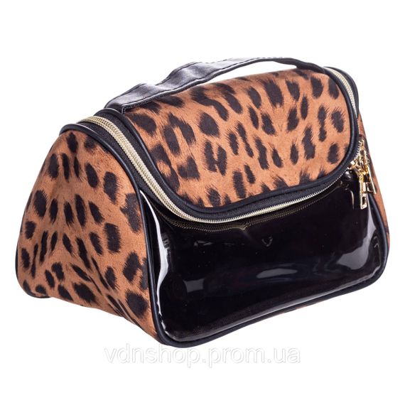 Набір велюрових жіночих косметичок для дому 2 (шт) дорожня косметичка в сумку для косметики, макіяжу, ліків, пензлів Леопард | Зображення 8