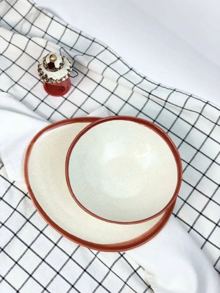Тарілка супова Декор Кераміка Cappuccino Red КР-700 17,5 см 700 мл | Зображення 1