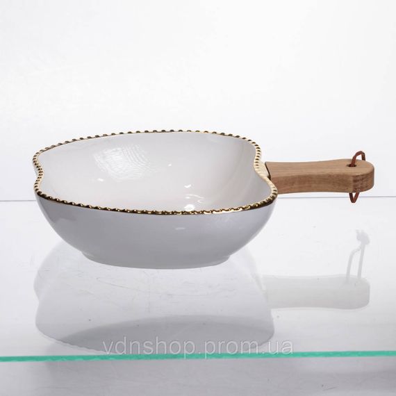 Тарілка порцелянова глибока з ручкою Яблуко 25×20×5 (см) з ручкою Золото ZJH-14-2 | Зображення 3