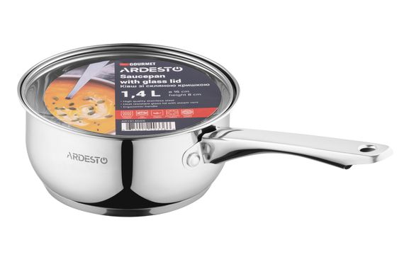 Ківш ARDESTO Gemini Gourmet, скляна кришка, 1.4 л, нержавіюча сталь (AR1914GSS) | Зображення 3