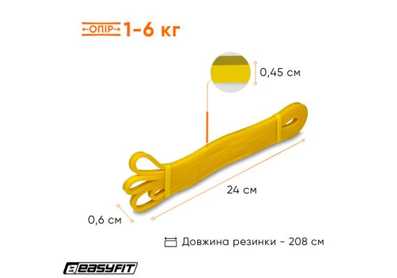 Гумова петля EasyFit 1-6 кг жовта (EF-2654-1) | Зображення 1