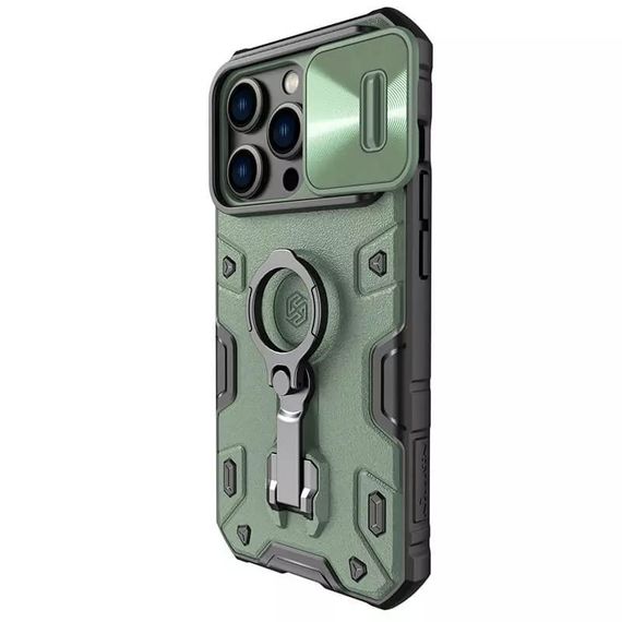 TPU+PC чехол Nillkin CamShield Armor Pro no logo (шторка на камеру) для Apple iPhone 14 Pro (6.1") TPU+PC, Шторка на камеру, Зеленый | Зображення 2