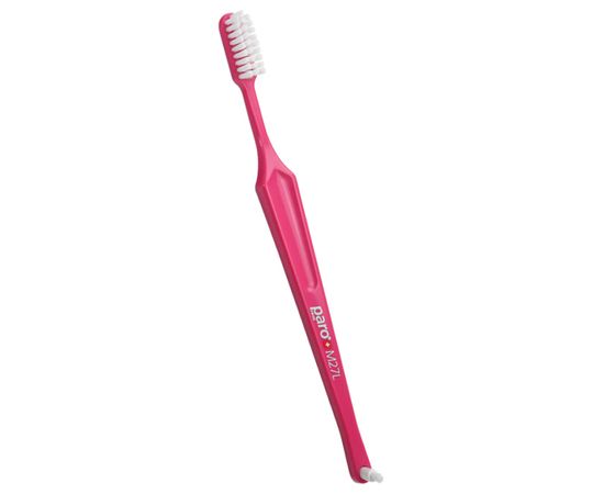 Зубна щітка середньої жорсткості paro® toothbrush M27L з монопучковою насадкою, рожева