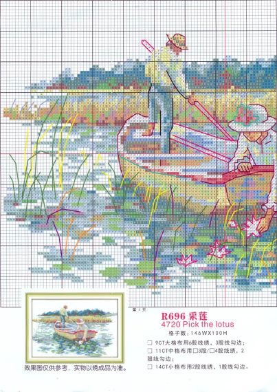 Набір для вишивання за нанесеною на канву схемою "Pick the lotus". AIDA 14CT printed, 34*25 см | Зображення 7