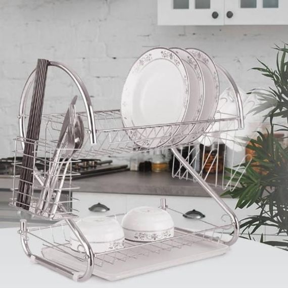 Сушарка для посуду 2 яруси нержавіюча сталь 40,5x25x37,5см