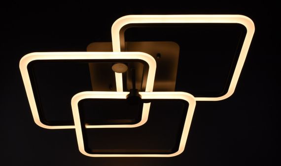 Люстра світлодіодна стельова LED світильник для квартири на стелю лед з пультом 25981 Чорний 14х55х55 см. | Зображення 2