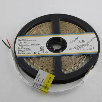 Светодиодная лента LED-STIL 9,6 Вт/м 2835 120 діодів IP33 12 Вольт 70 lm ЛИМОННИЙ (DFN2835-120A-IP33-L) - Топ | Зображення 3