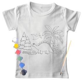Дитячий набір для творчості футболка розмальовка Динозаври біла (ДФ0001) 152
