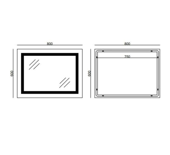 Дзеркало Mixxus STYLE MR13-80x60-REVERSE з LED Touch, Anti-fog, димером, регулюванням яскравості (MI6666) | Зображення 1