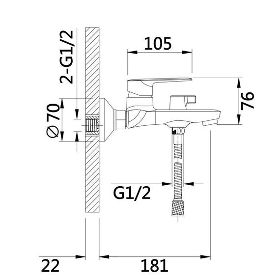 Смеситель для ванны Qtap Leo New (c душевым гарнитуром) QTLEO259CRM45563 Chrome | Зображення 1