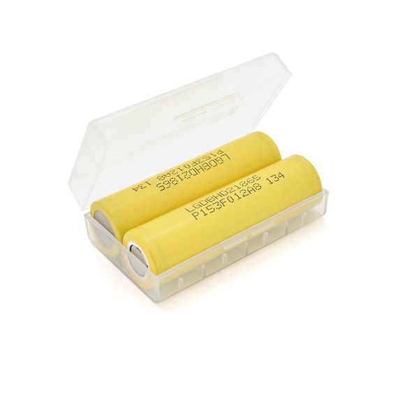 Акумулятор 18650 Li-Ion LG LGDBHE21865, 1600mAh, 20A, 4.2 / 3.6 / 2.5V,  Yellow, PVC BOX, 2 шт. в упаковці, ціна за 1 шт | Зображення 1