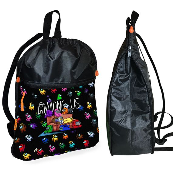 Рюкзак-мешок для обуви,спортивной формы Амонг Ас "Among Us"детская сумка для сменки с расширителем (01200)
