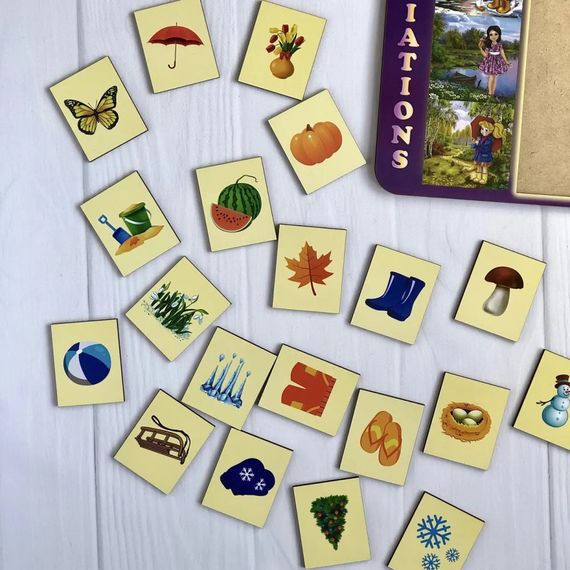 Дерев'яний пазл-вкладиш "Пори року" Ubumblebees (ПСД122) PSD122 сортер-асоціації | Зображення 1