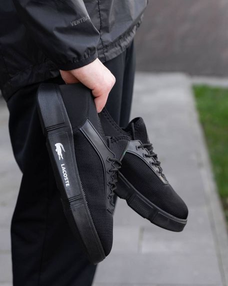 Кросівки літні Lacoste сітка колір: чорний | Зображення 1