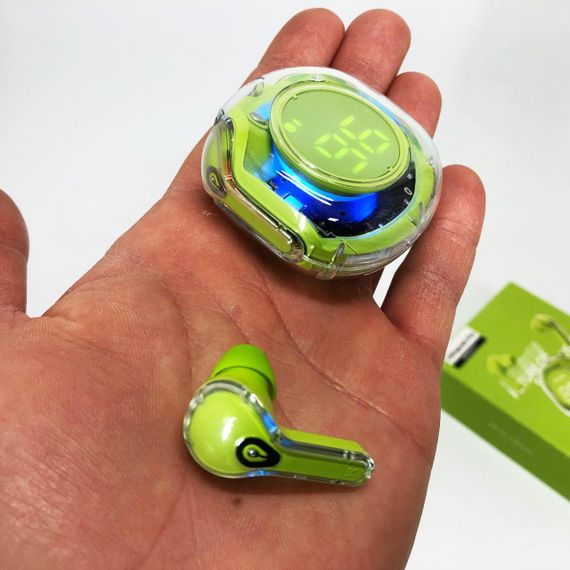 Бездротові навушники TWS T8 PRO з прозорим кейсом Вакуумний LED дисплей Bluetooth 5.3. AO-336 Колір: зелений | Зображення 4
