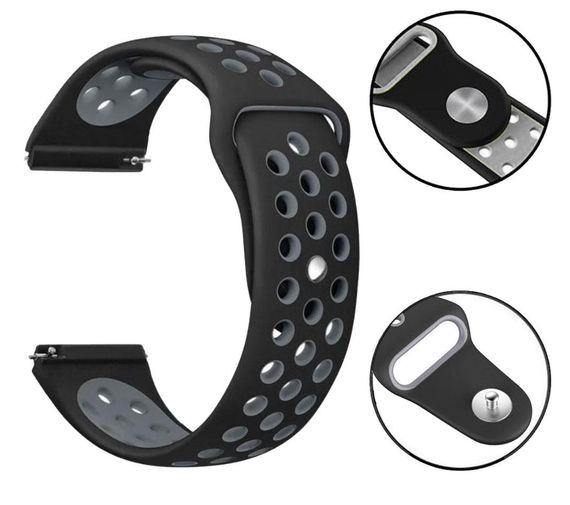 Ремешок Primolux Perfor Sport с перфорацией для часов Samsung Gear S3 Classic SM-R770/Frontier - Black&Grey | Зображення 2