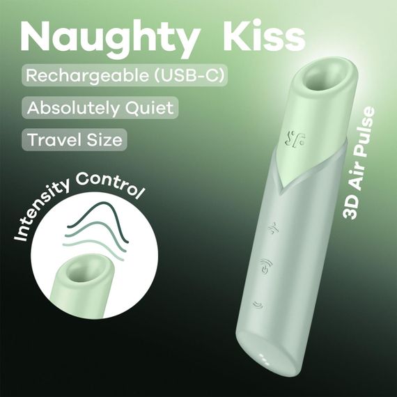 Вакуумный стимулятор Satisfyer Naughty Kiss, магнитная технология 3D Air Pulse, 30 режимов работы Sex Aura | Зображення 5
