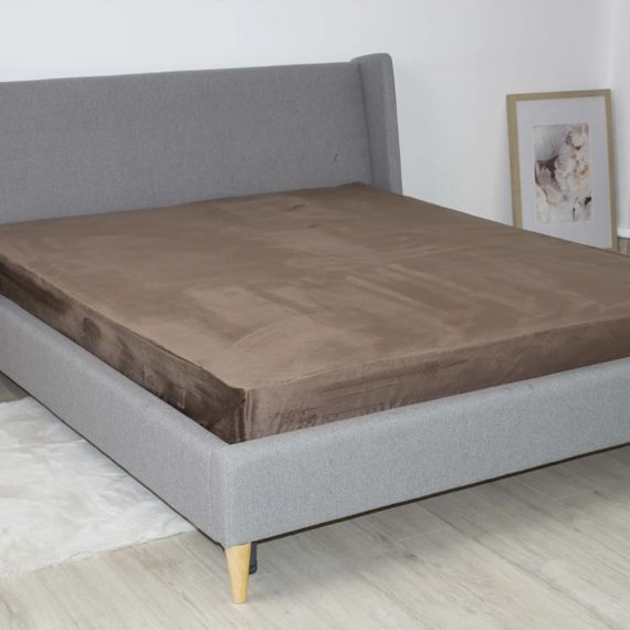 Простынь на резинке двуспальное ТЕП VELOUR 2-04824_35683 180х200 см коричневая | Зображення 1