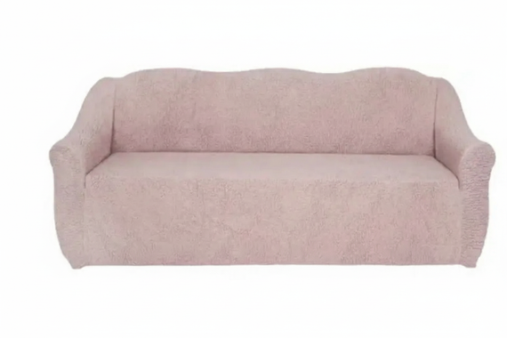 Чохол на тримісний диван плюшевий Venera "Sofa soft" 306 Пудровий | Зображення 1