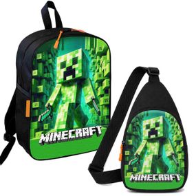 Набор Minecraft Крипер с мечем 2 в 1: детский рюкзак + сумка-слинг, для мальчика и девочки 7–9 лет (6178)