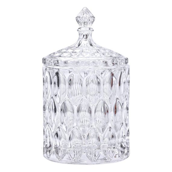 Цукорниця з кришкою Ø 7.5 см ваза цукорниця кругла скляна HP-4-102 | Зображення 1