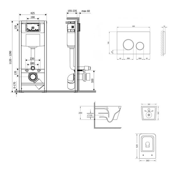 Набір Qtap Nest 4 в 1 підвісний унітаз Swan Ultra Quiet 520x360x320 + комплект інсталяції QT16335180W48191 | Зображення 1