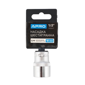 Насадка шестигранна 1/2" 18мм CrV APRO