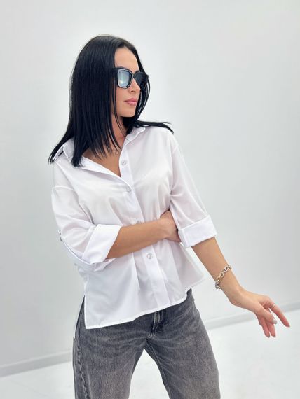 Женская легкая блуза с подворачиваевым рукавом GF4213 цвет белый, размер 42/44 | Зображення 2