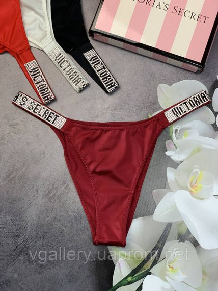 Женские трусики Бразилиана Victoria's Secret со стразами, женские трусики танга Виктория Сикрет со стразами L,
