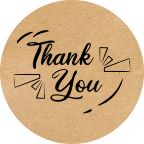 Этикетка круглая крафт "Thank You 06", Диаметр 50 мм, 250 шт/рулон, Viskom