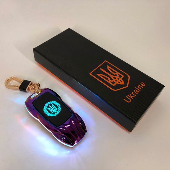 Электрическая зажигалка-брелок Украина с USB-зарядкой и подсветкой HL-468, с гравировкой. Цвет: хамелеон | Зображення 2