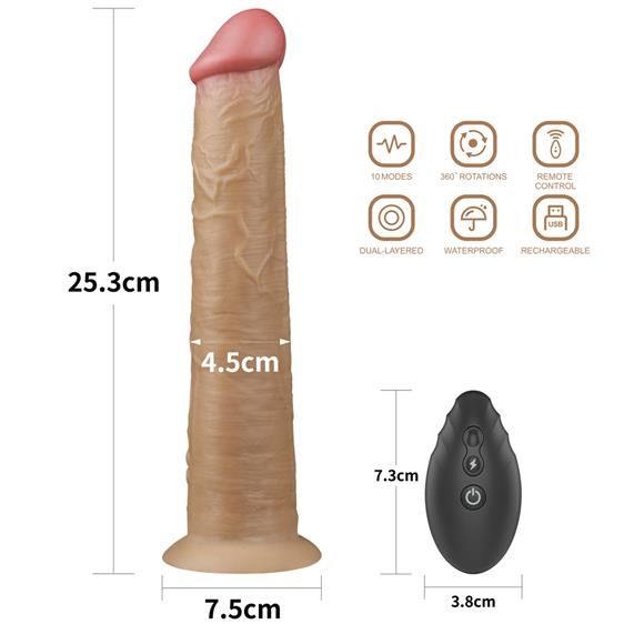 Вібратор - Dual-Layered Silicone Rotator 10" Flesh | Зображення 2