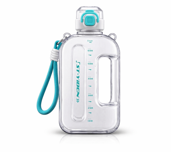 Спортивная бутылка ST-YIBEN (750 мл) - Эко-пластик BPA-free, Белая с бирюзовыми акцентами | Зображення 9
