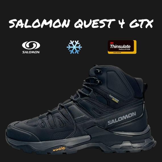 Чоловічі зимові кросівки Salomon Quest 4 GTX Black Grey Fur  , В'єтнам | Зображення 3