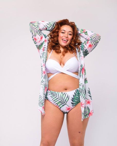 Роздільний купальник PLUS SIZE з тунікою в тропічному принті
