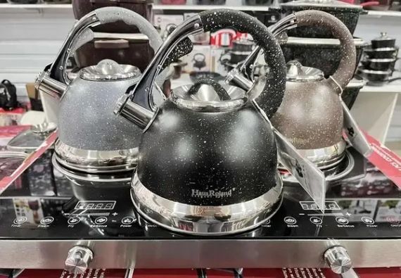 Чайник из нержавеющей стали с гранитным покрытием Haus Roland HR704-5 3,5 литров, Чайник со свистком для плит | Зображення 3