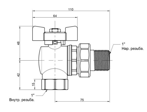 Кран кульовий Icma FAR. ROSSA 1" кутовий №361 (87361AF11) | Зображення 1