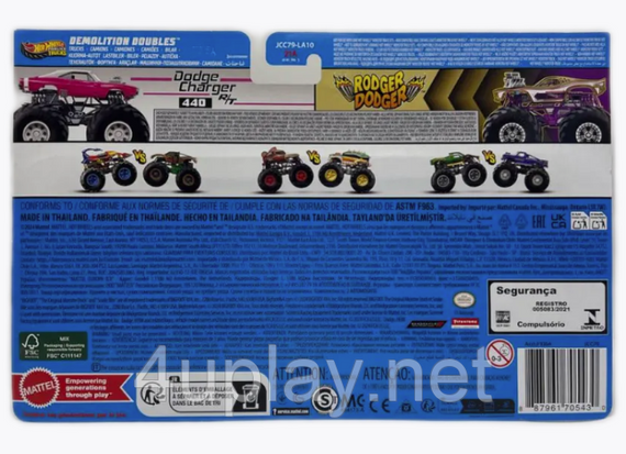 Подарунковий набір 2 монстр-траки Хот Вілс Оригінал Hot Wheels Monster Trucks Rodger Dodger vs Dodge Charger | Зображення 3