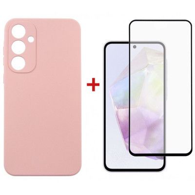 Чехол для мобильного телефона Dengos Samsung Galaxy A35 5G + Glass Pink (DG-KM-91)
