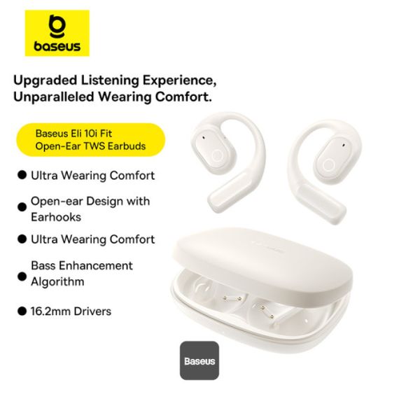 Навушники Baseus Eli 10i Fit Open-Ear TWS спортивні амбушюри для бігу, тренажерного залу та їзди на велосипеді – білі | Зображення 8
