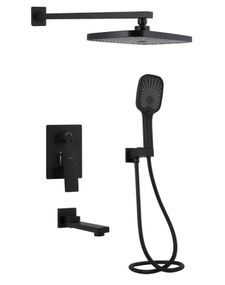 Душова система універсальна Qtap Gemini Black Matt прихованого монтажу QTGEM114BLM45703