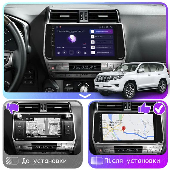 Штатная магнитола 10" Lesko для Toyota Land Cruiser Prado 150 Series Рестайлинг 2 2017-2020 6/128Gb 4G GPS Top | Зображення 2
