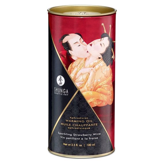 Розігріваюча олія з афродизіаками Shunga Aphrodisiac Warming Oil – (100 мл) без цукру, смачний, Ігристе полуничне вино | Зображення 2