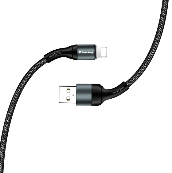Кабель USB Lightning ColorWay CW-CBUL045-BK 2,4A 1м чорний