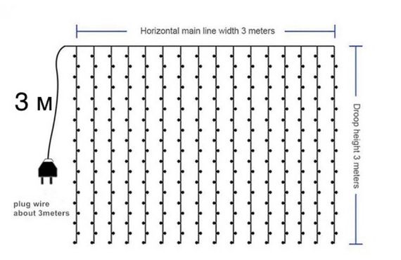 Гірлянда-штора теплий білий LED 3х3м 180L XPRO (46877-91019_167) | Зображення 5