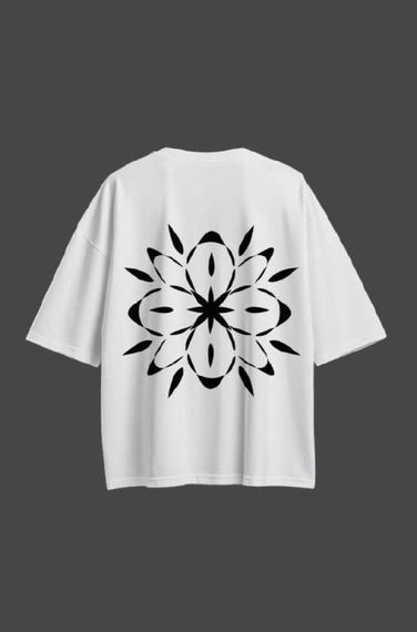 Oversize футболка з принтом Shadow Lotus біла | Зображення 2